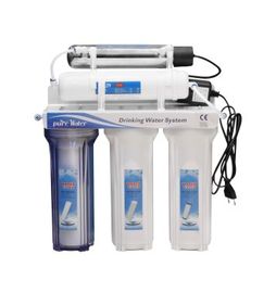Sistema blanco de la filtración del agua de la ósmosis reversa del color con el cartucho de filtro ULTRAVIOLETA